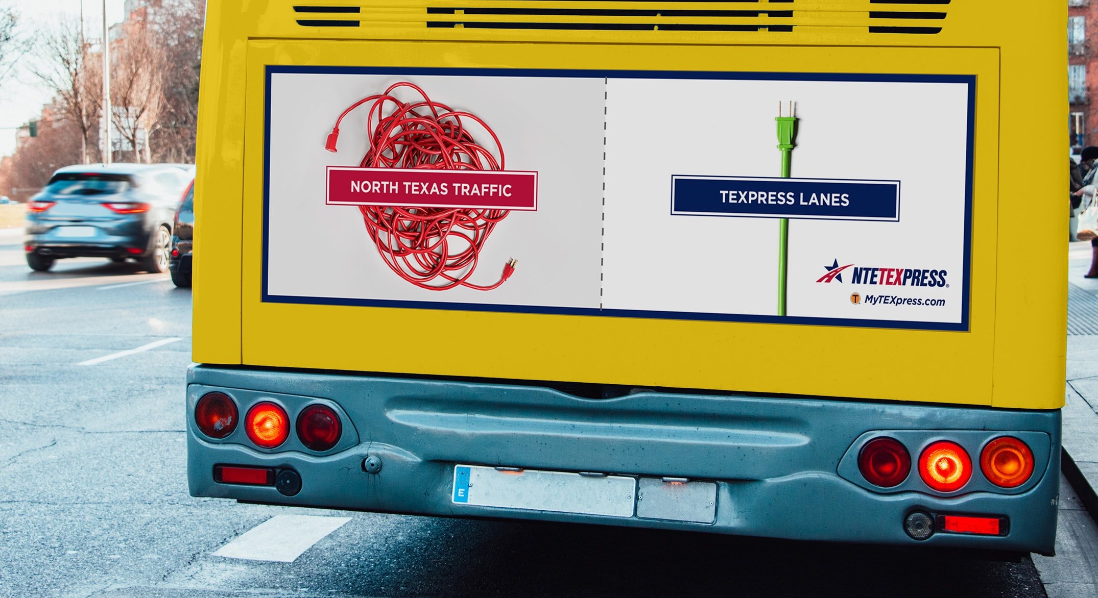 TEXpress Untangled Campaign TransitAdOnBus